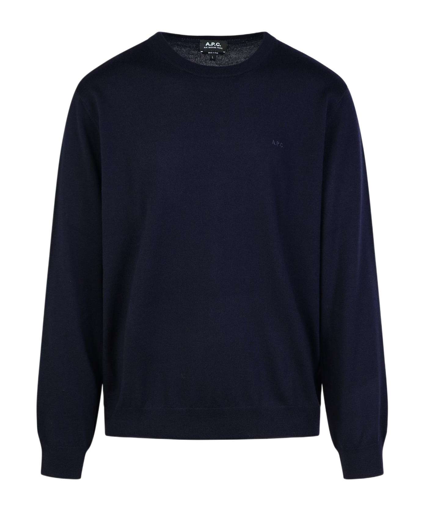 Apc Merino Wool Jumper With Tone-on-tone Embroidery In Black