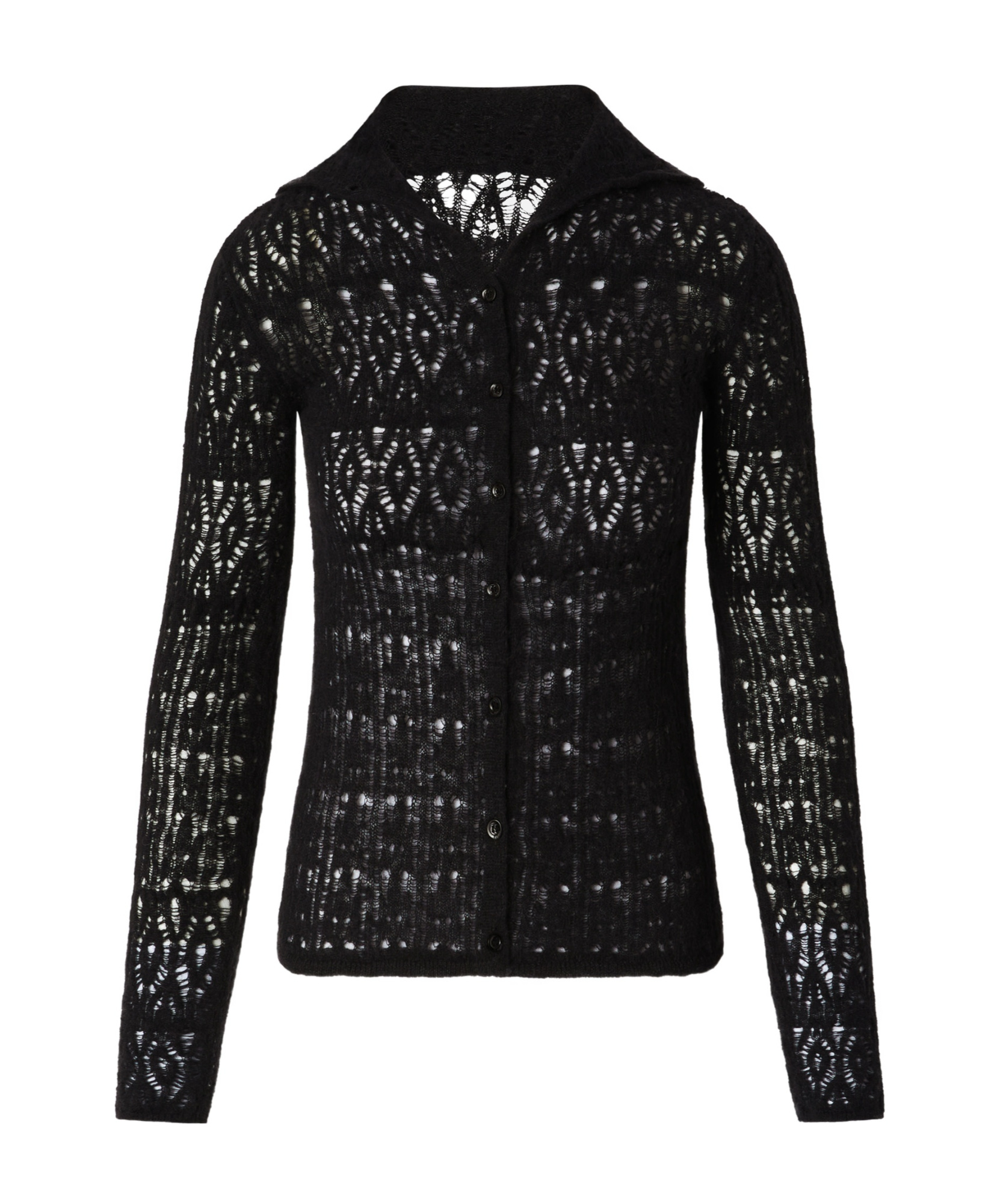 Pinko Slim-fitting Openwork Sweater With Buttons In Black