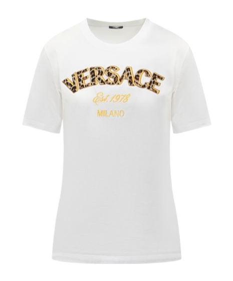 Versace Logo-embroidered Crewneck T-shirt In White