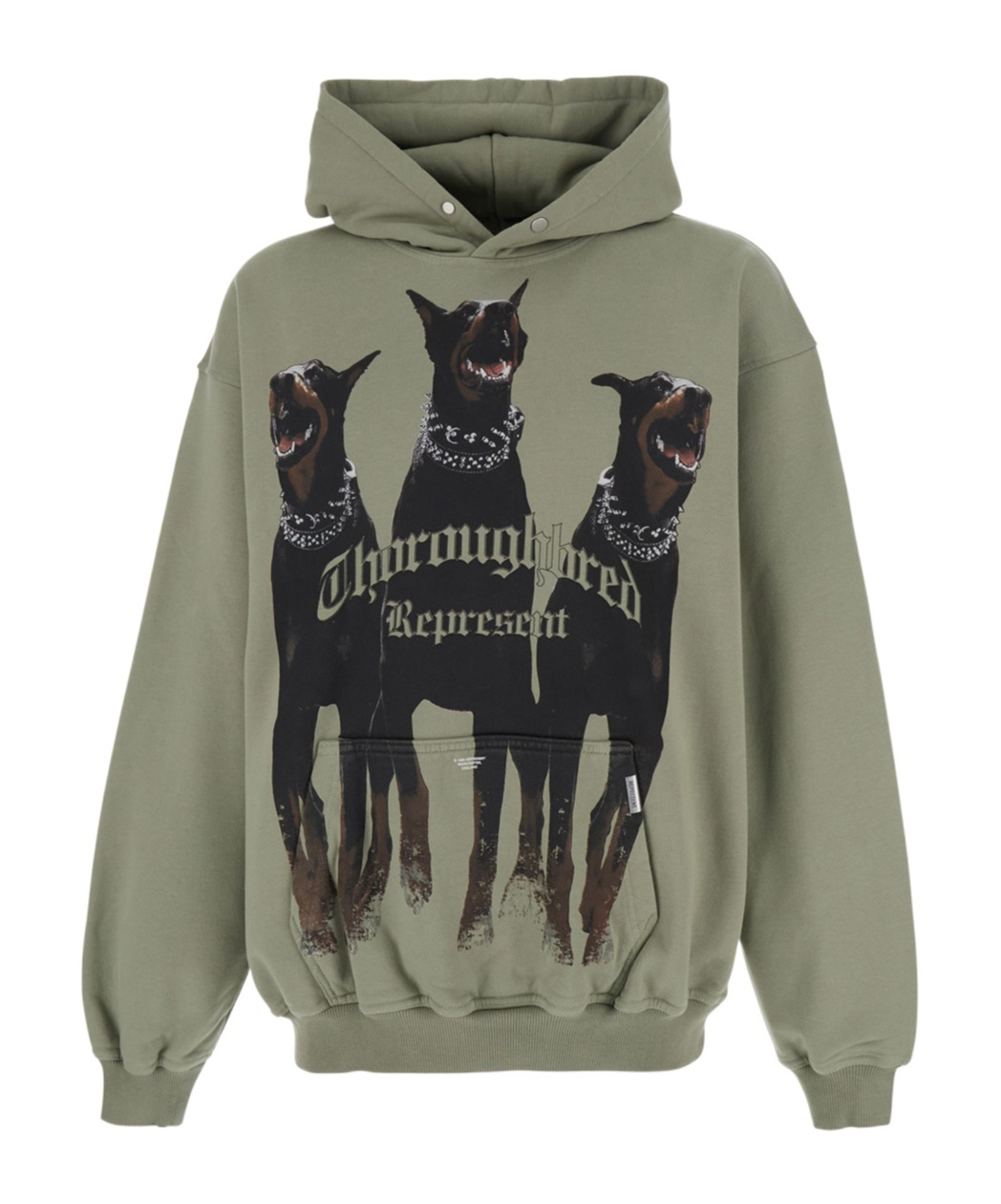 Represent Green Hoodie With Fixed Hood And Maxi Print On The Front In Cotton Man In Animal Print
