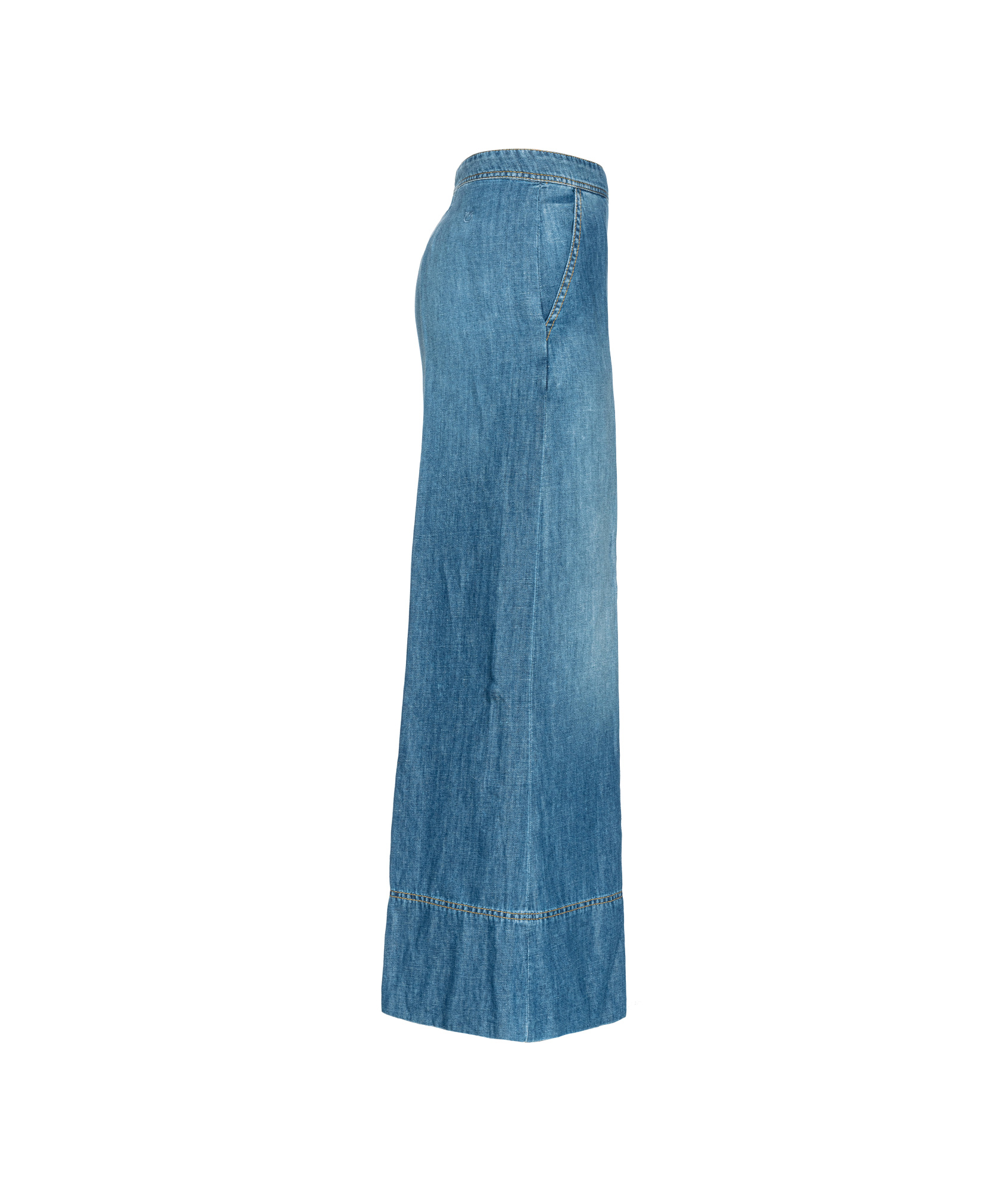 Pinko High-waisted Wide-leg Jeans With Vintage Wash In Blue