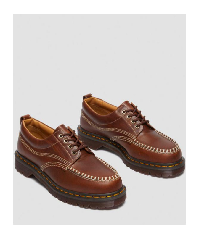 Dr. Martens Lowell Contrast-stitching Derby Shoes In Brown