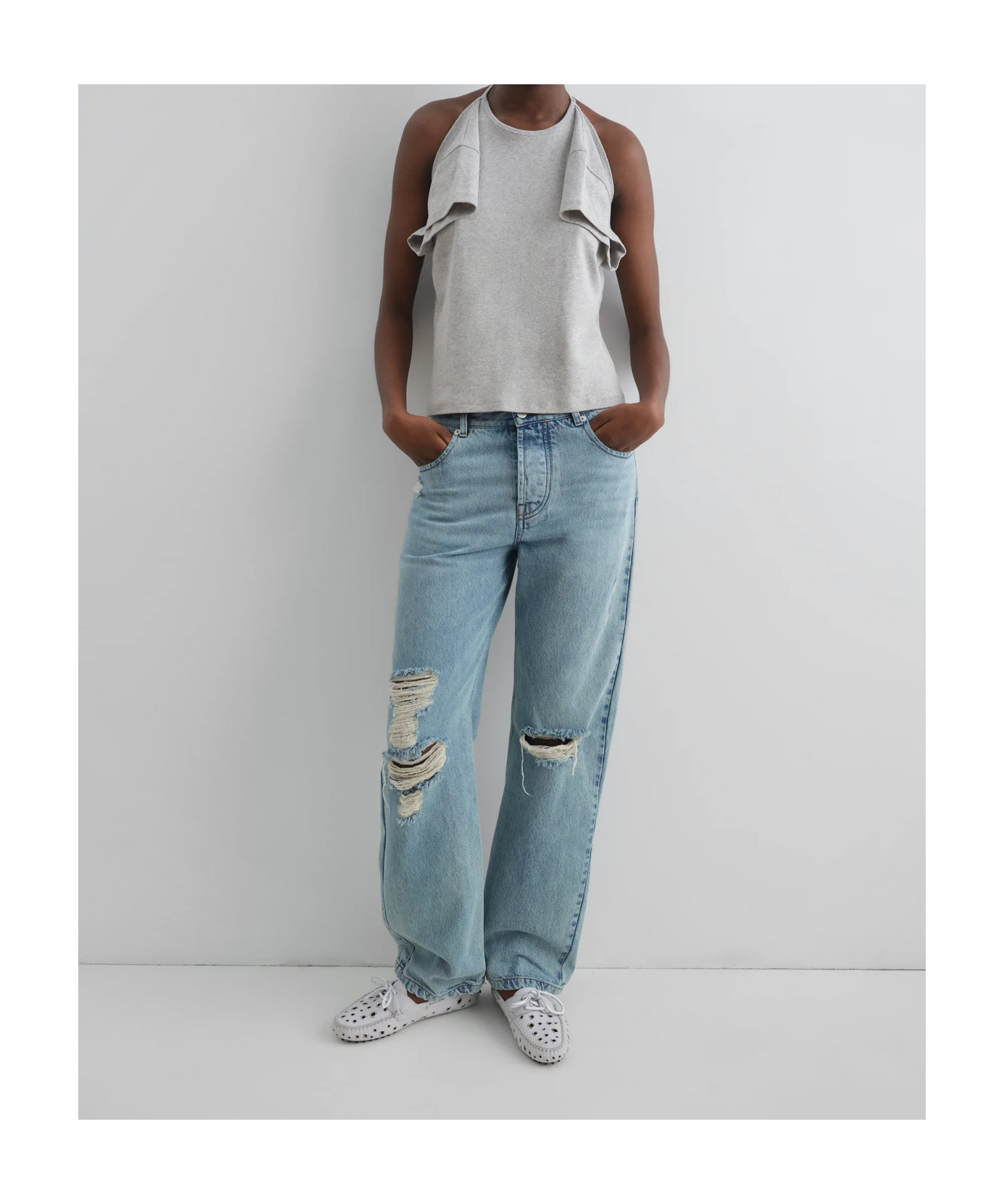 Gimaguas Suede Loafers With Bow And Perforated Design In White