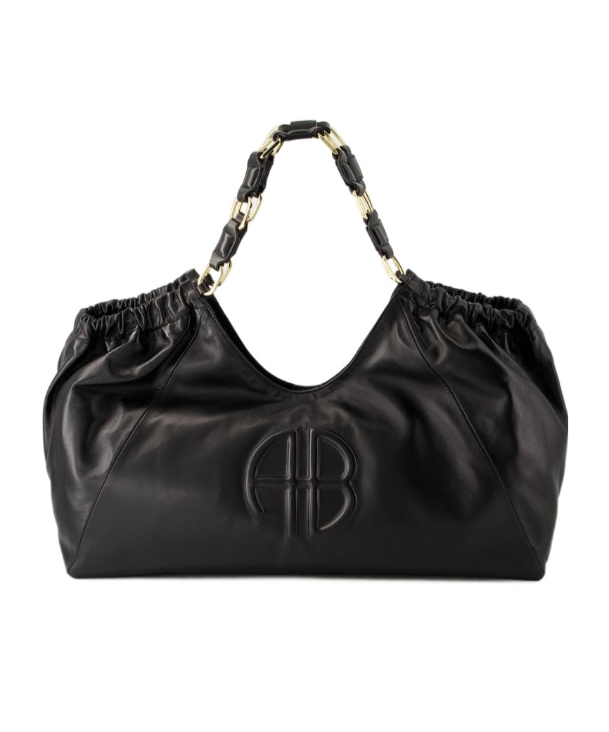 Shop Anine Bing Kate Logo Embossed Tote Bag In Black