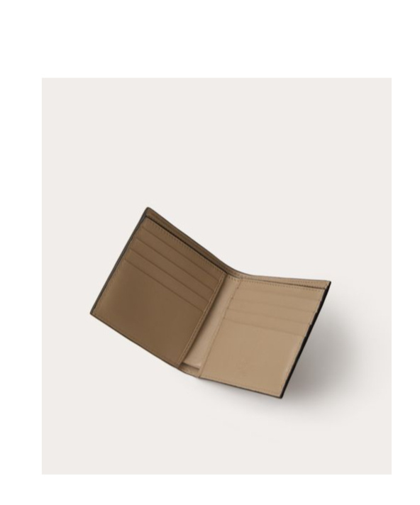Valentino Vlogo Signature-plaque Bi-fold Wallet In Nude