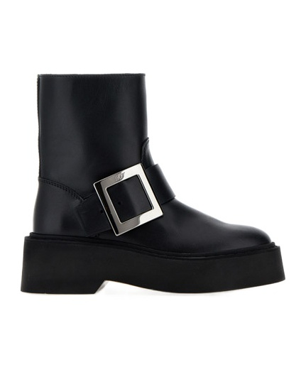 Roger Vivier High Met Bikers Ankle Boots With Buckle In Black