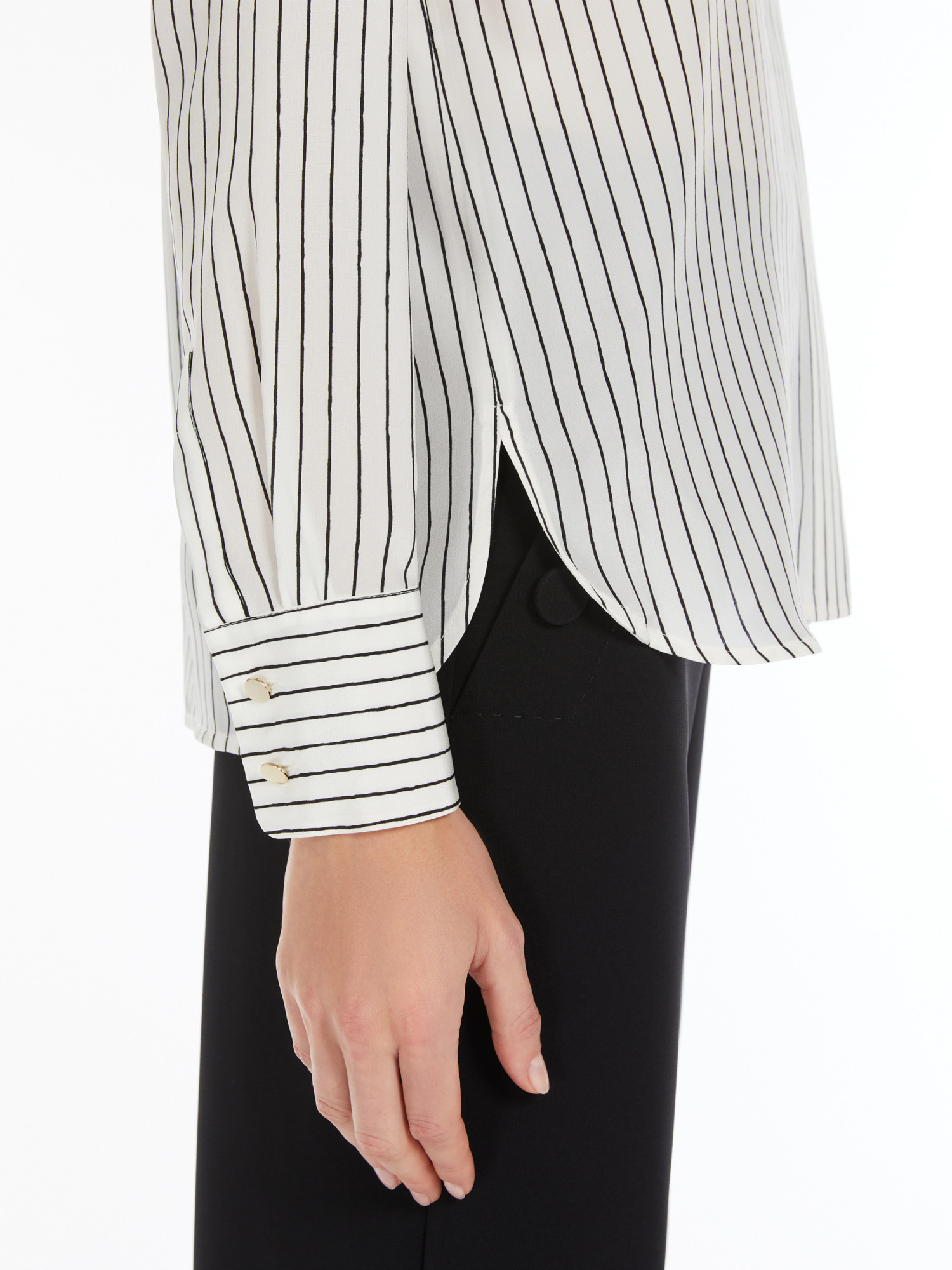 Max Mara Printed Crepe De Chine Shirt In White