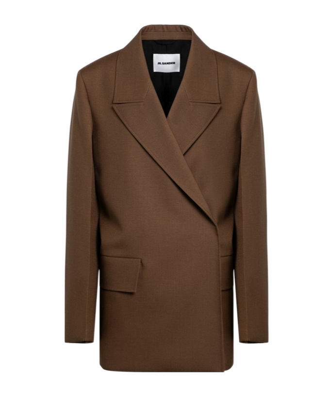 Jil Sander Double-breasted Wool Blazer In Brown