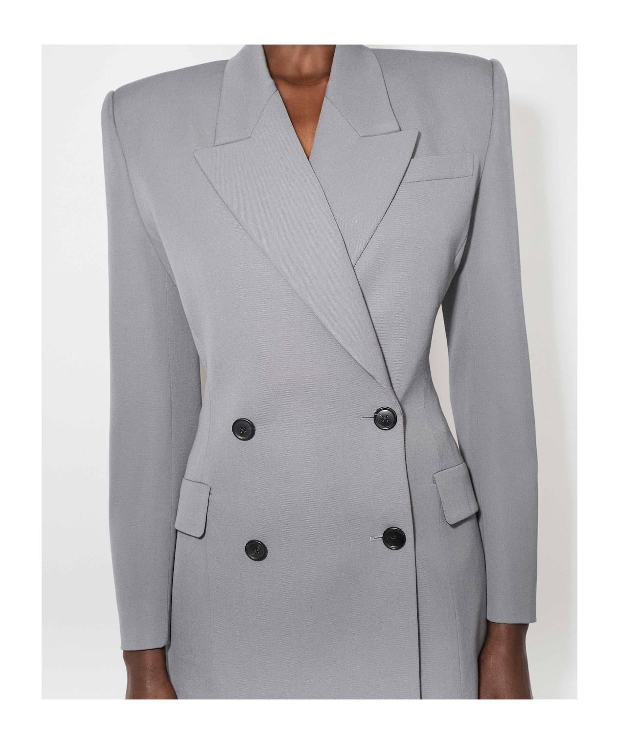 Alaïa Wool Gabardine Tailored Jacket In Gray