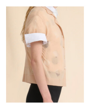 Marni Pale Peach Wool-silk Knit Openwork Shirt In Pinkish