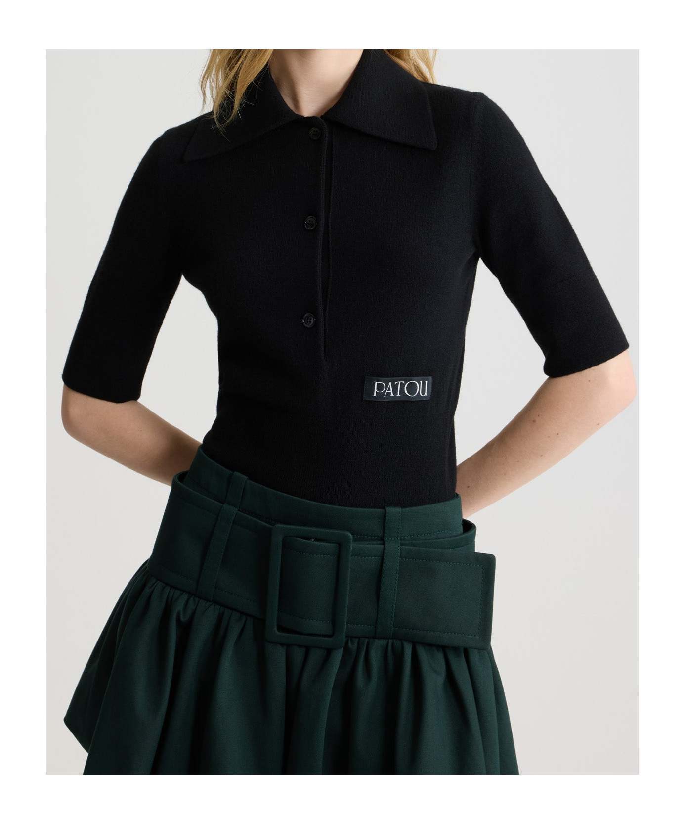 Patou Wool And Cashmere Polo Shirt In Black