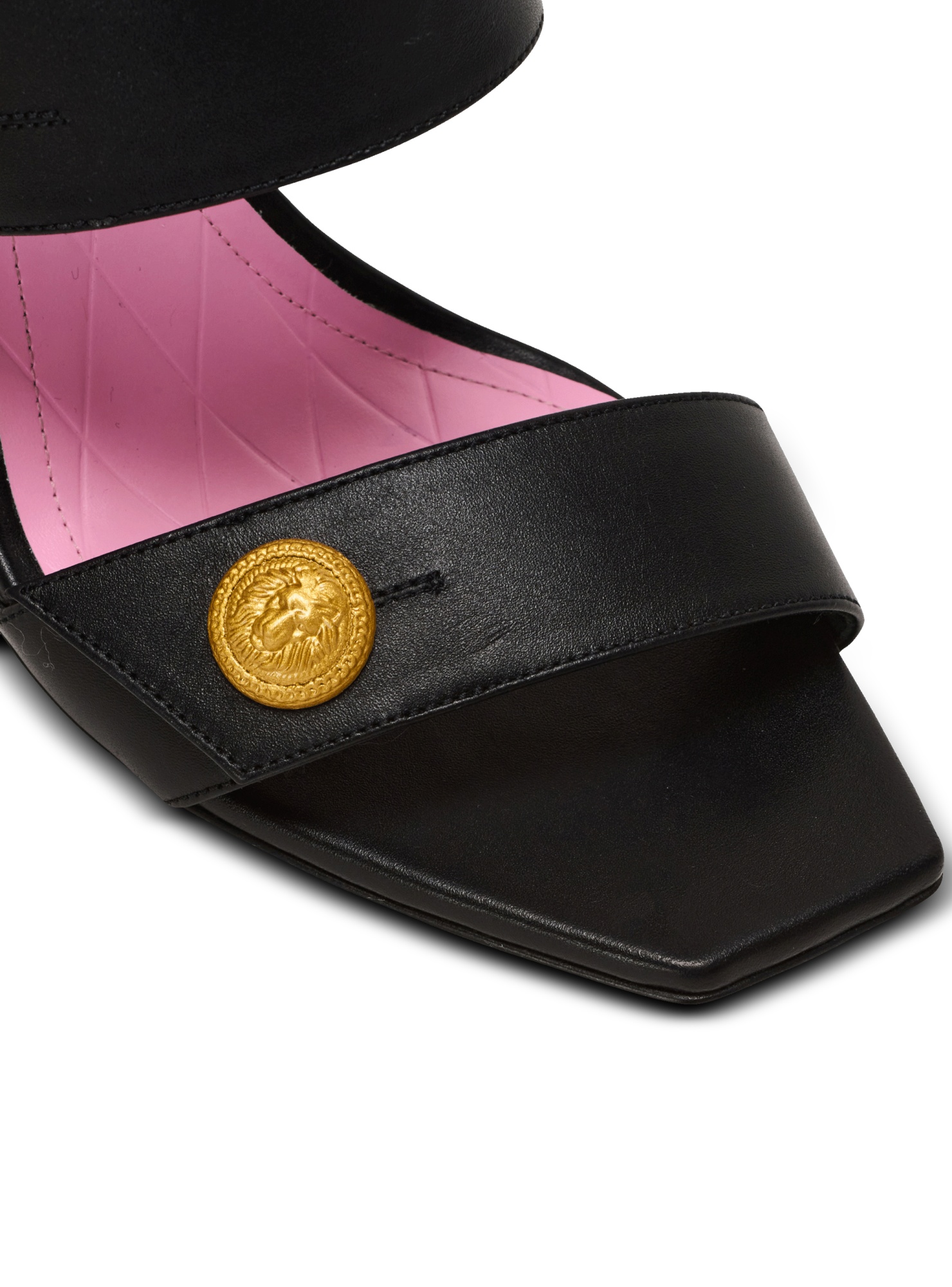 Balmain Square-headed High-heeled Sandals In Black