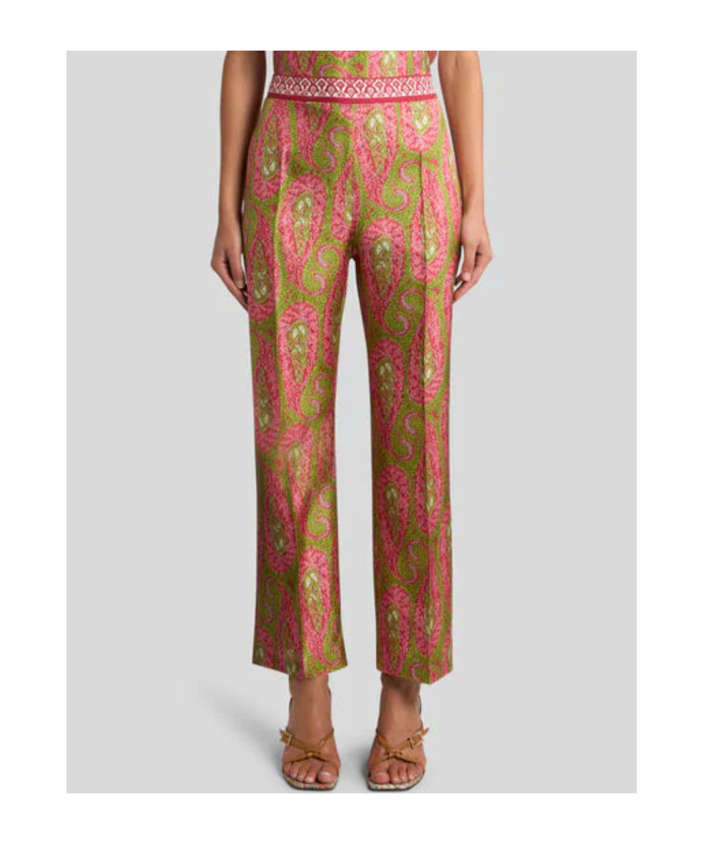 Etro Bootcut Trousers With Placed Paisley Foliage Print In Brown