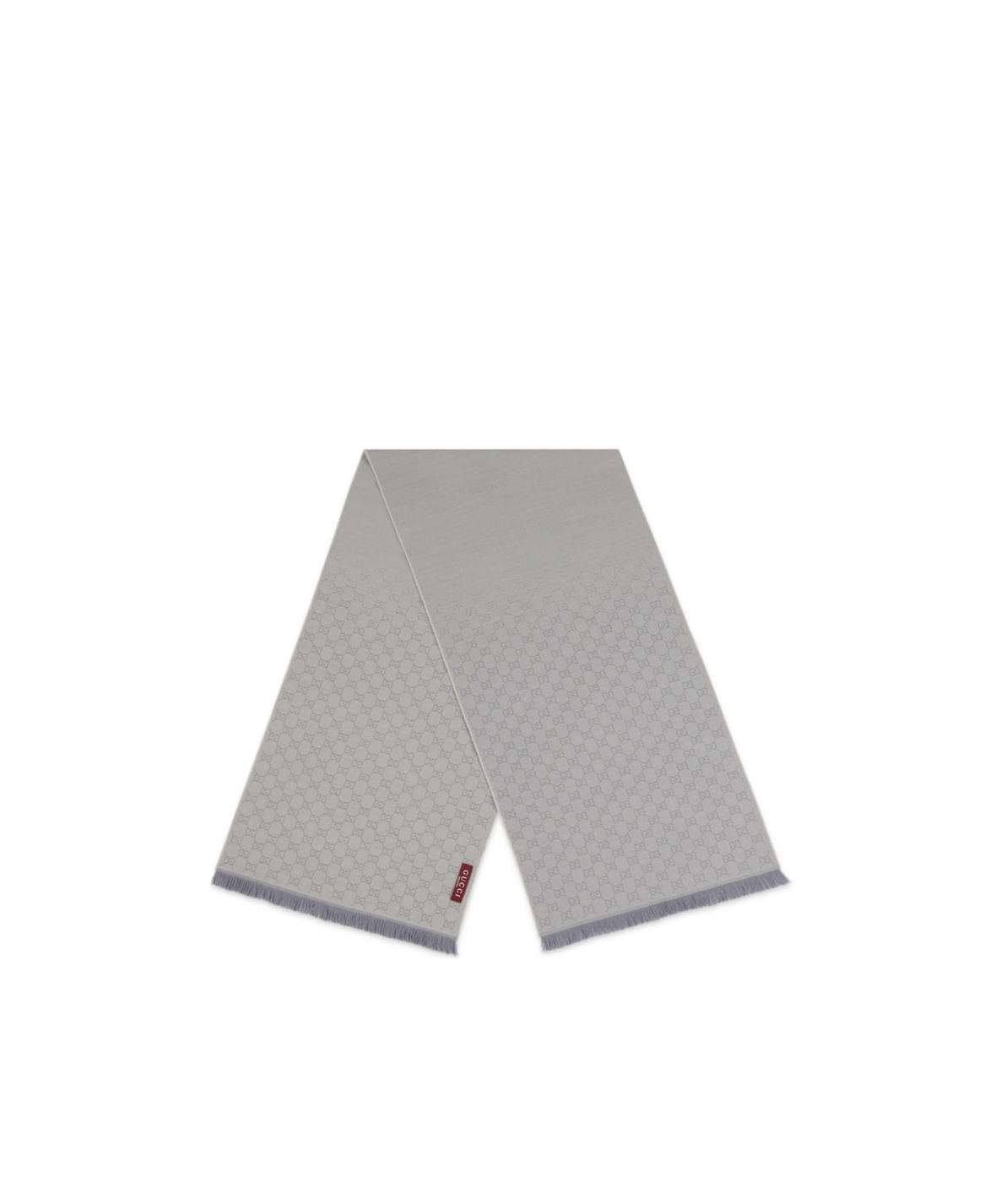 Gucci Fringed Gg-motif Scarf In Gray