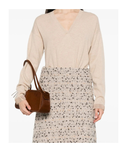 Fabiana Filippi Sequin-embellished V-neck Sweater In Pink