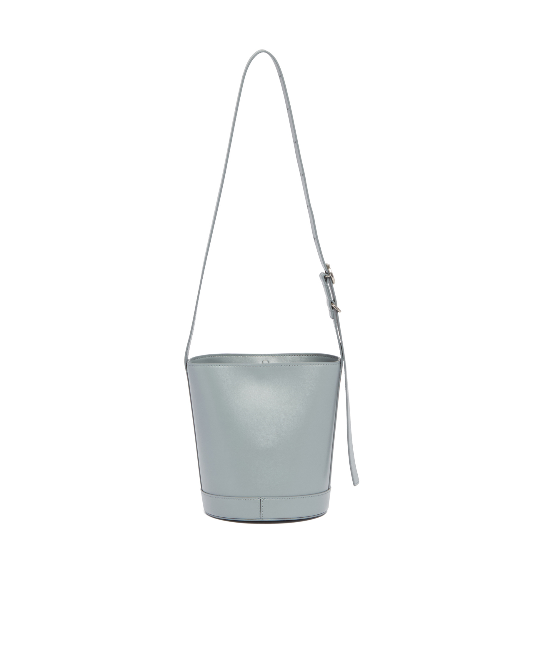 Jil Sander Leather Cannolo Bucket Bag In Gray