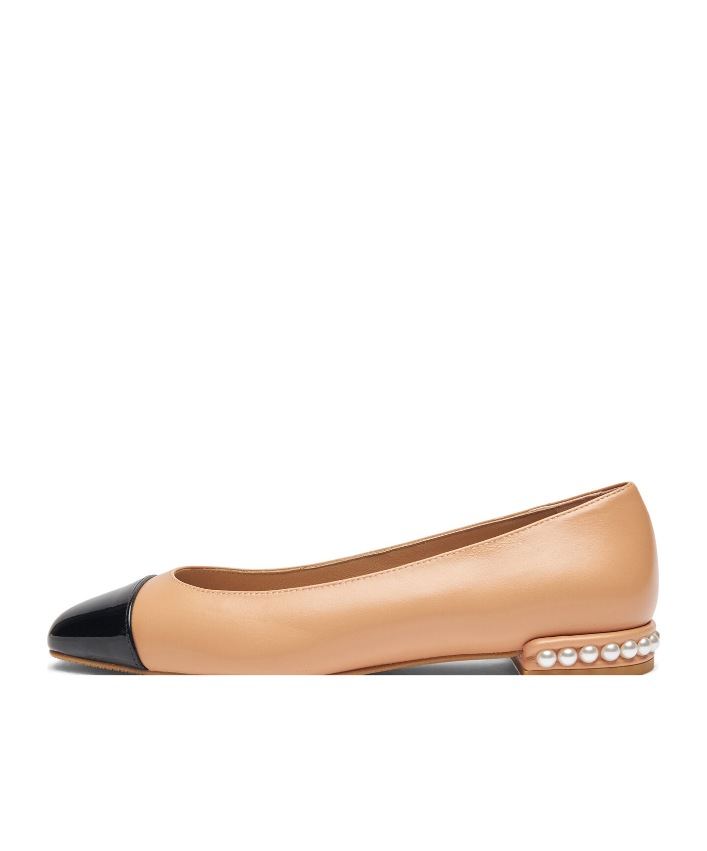 Stuart Weitzman Pearl Contrasting-toecap Ballerina Shoes In Nude