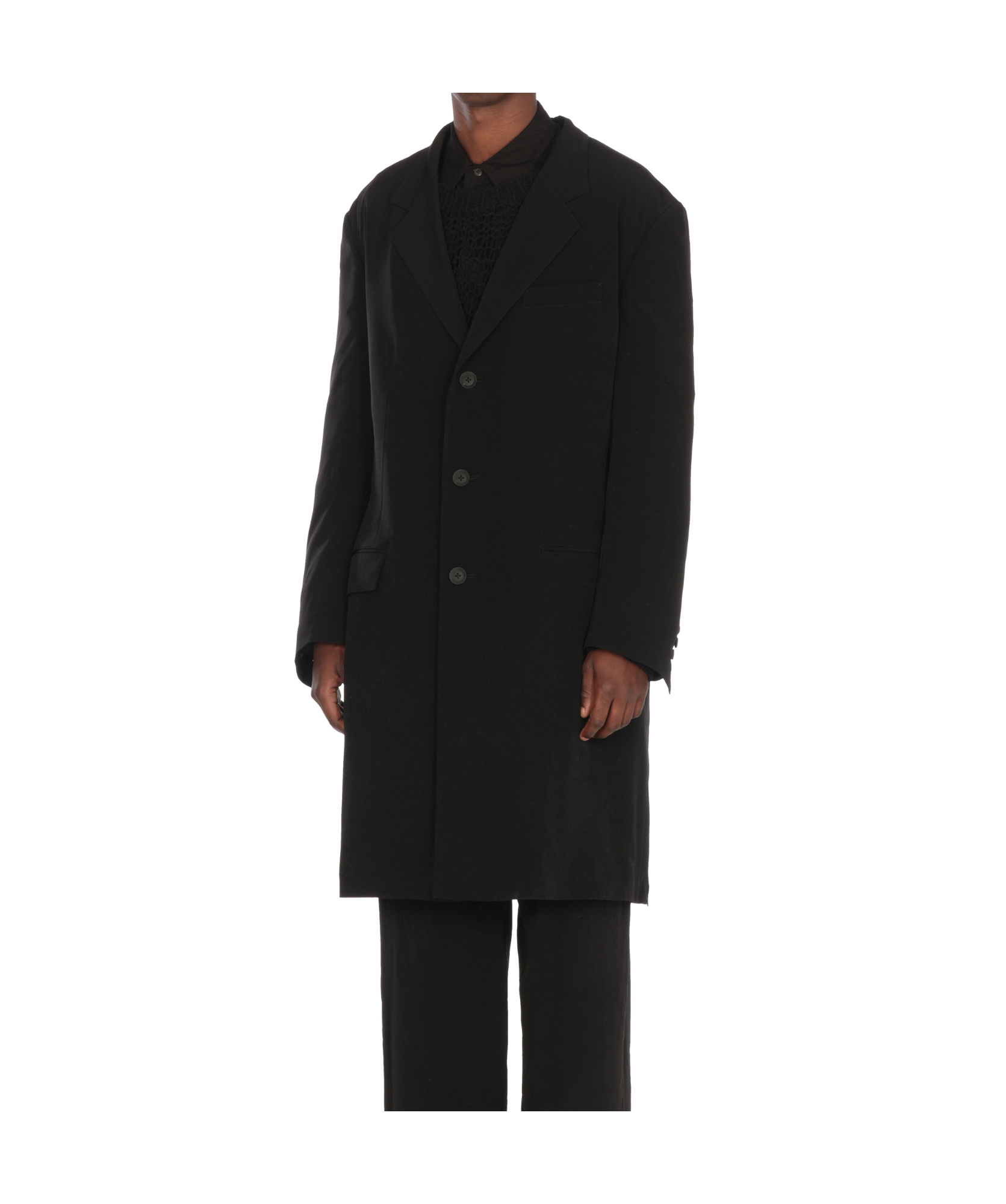 Yohji Yamamoto Lapel-collar Three-pocket Coat