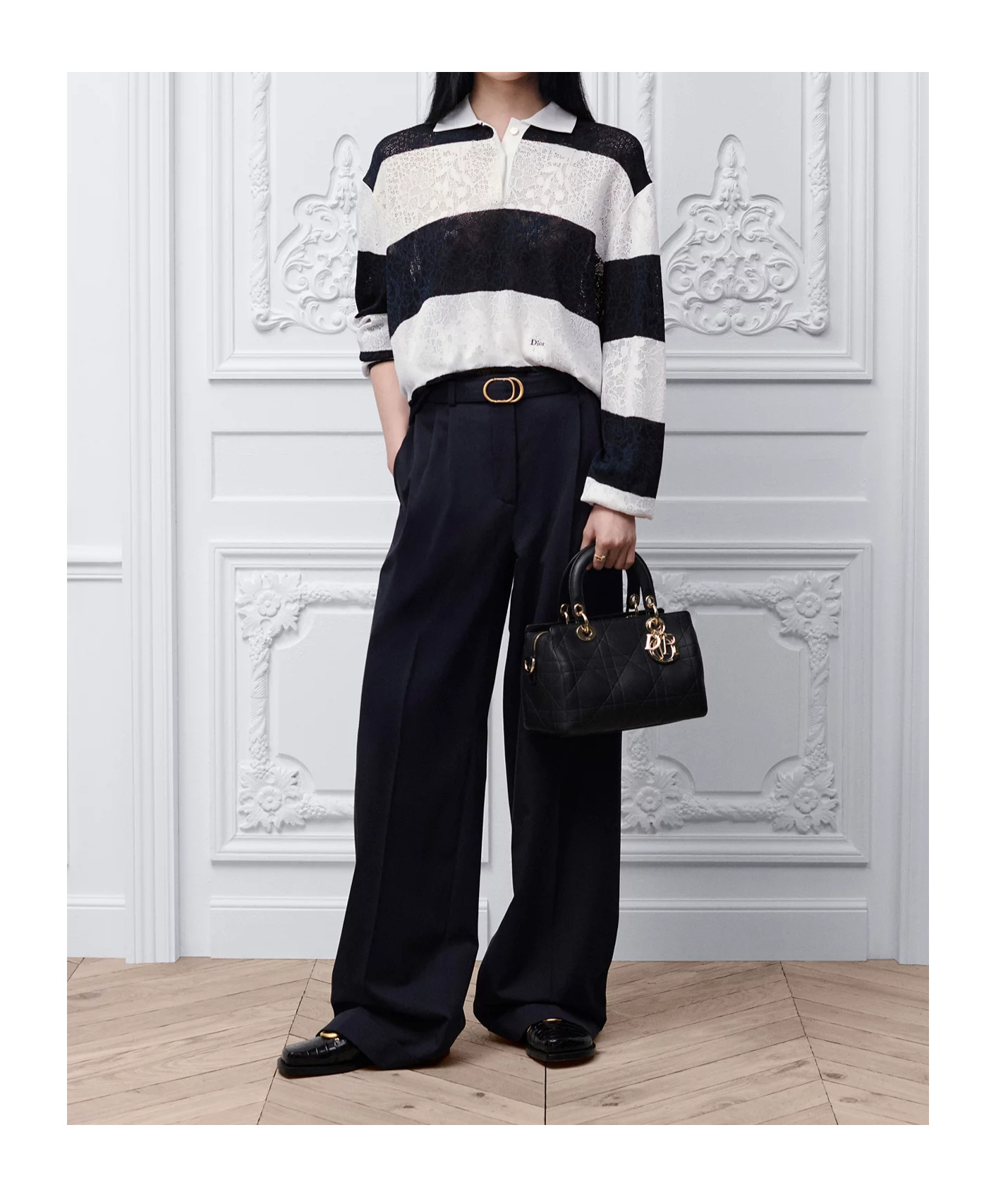 Dior Belted Flared Pants In Black