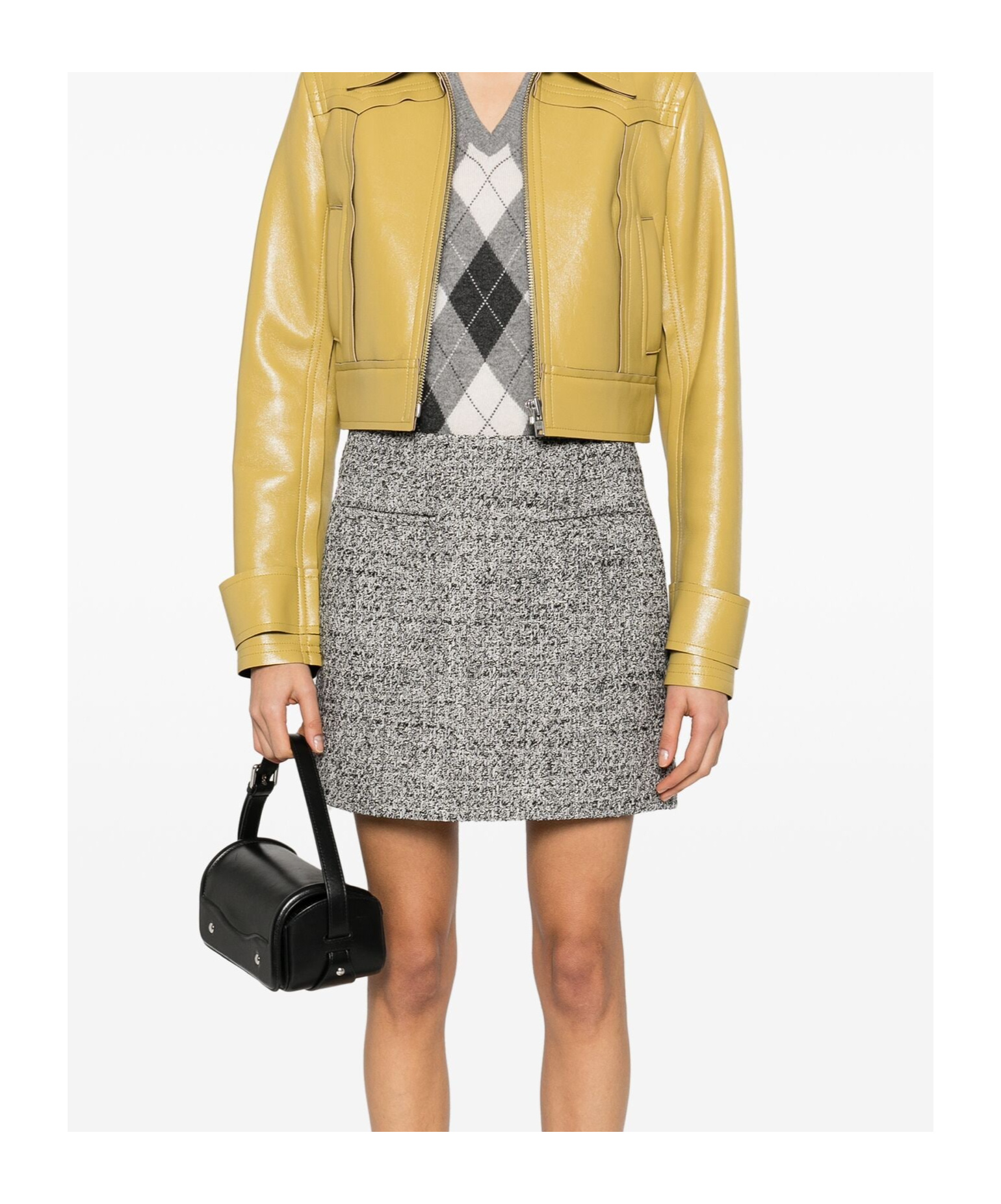 Golden Goose Miniskirt In Black And White Bouclé Cotton In Gray