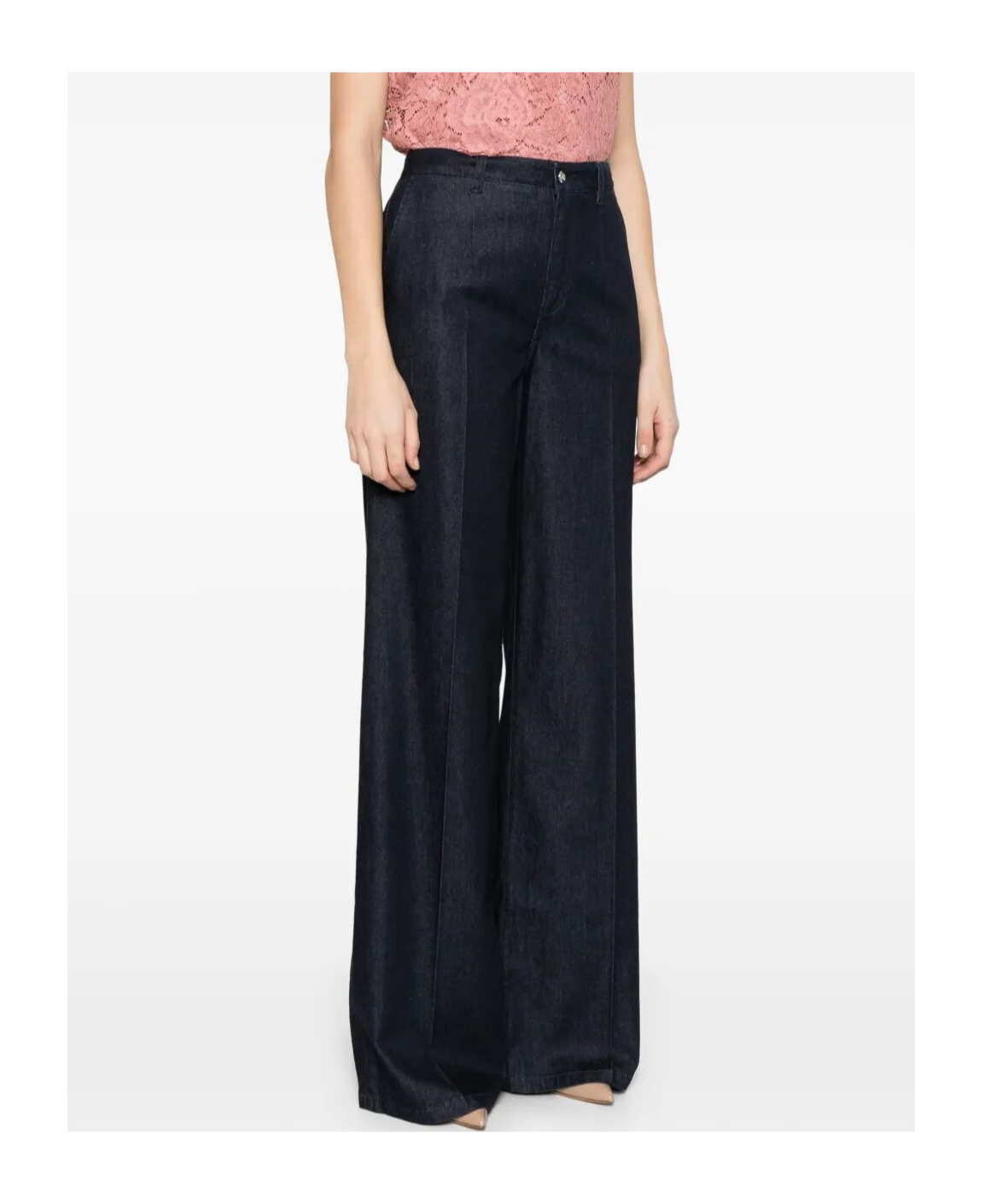Dolce & Gabbana Wide-leg Denim Trousers Featuring Pockets In Black