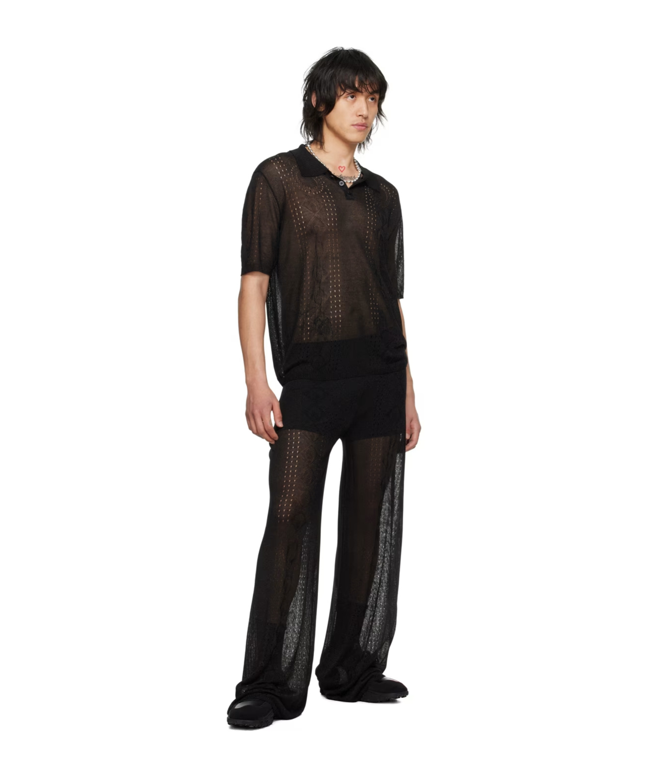 Marine Serre Elastic Waist Casual Pants In Black
