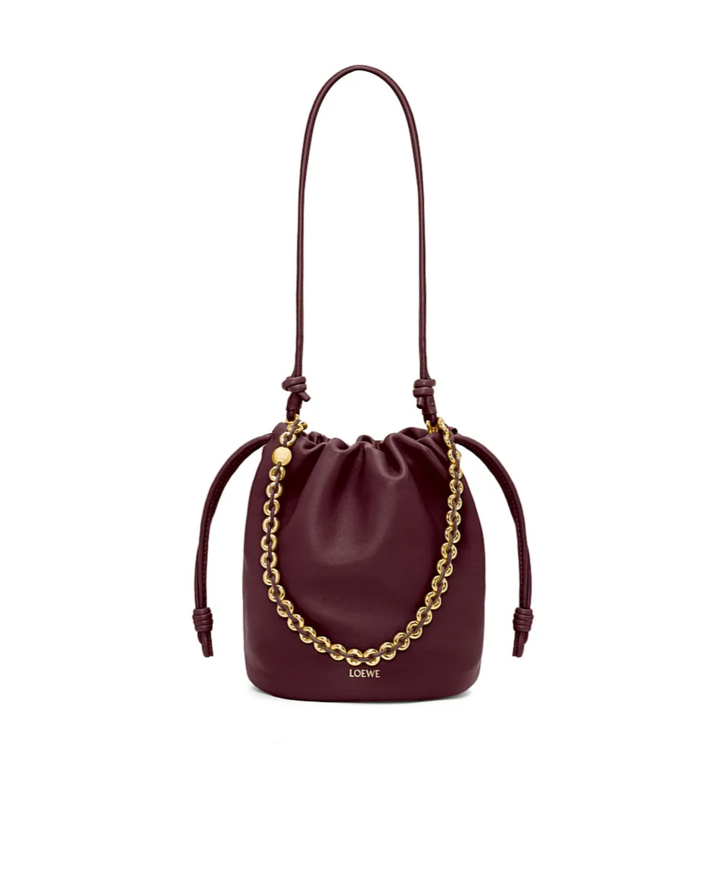Shop Loewe Flamenco Purse Bucket Bag In Mellow Nappa Lambskin In Red