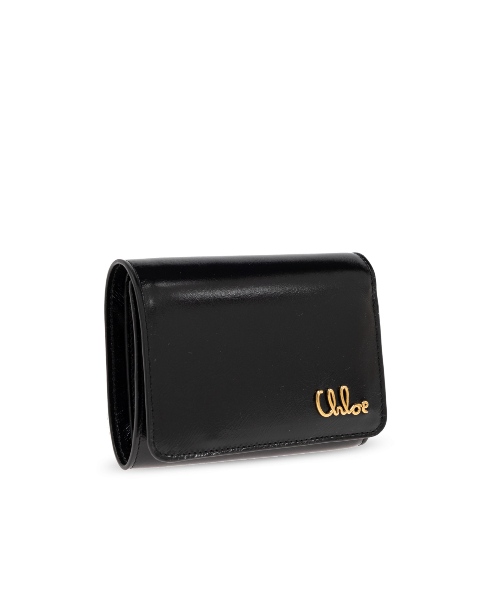 Chloé Iconic Logo Tri-fold Leather Wallet In Black