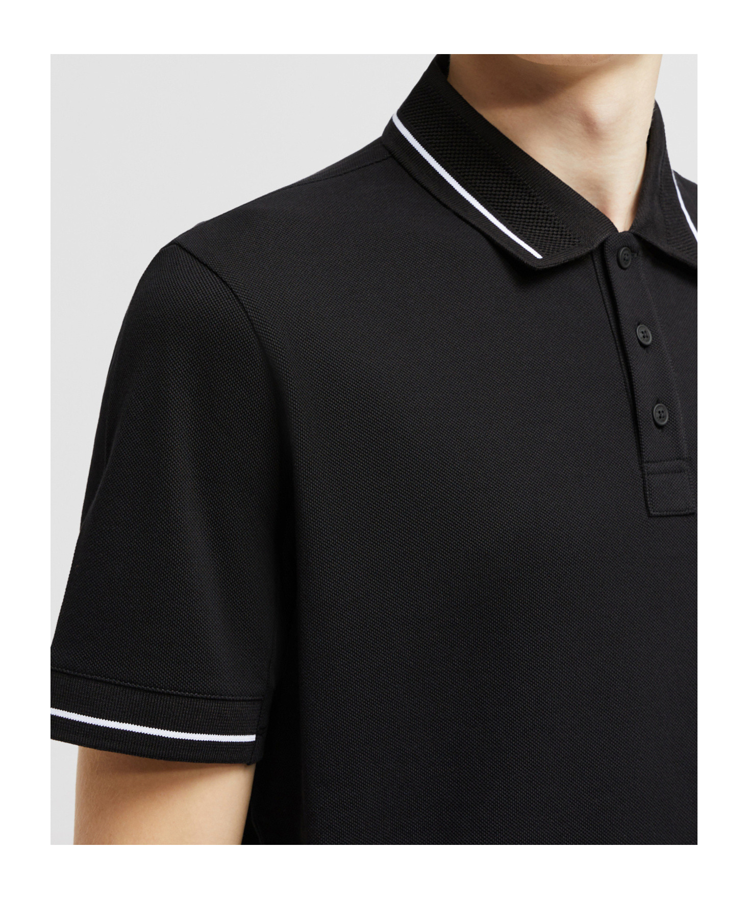 Moncler Men Tricolor-trimmed Cotton Piquet Polo Shirt Navy In Black