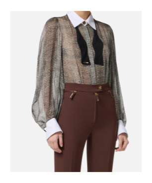 Elisabetta Franchi Python Print And Collar Bodysuit In Black