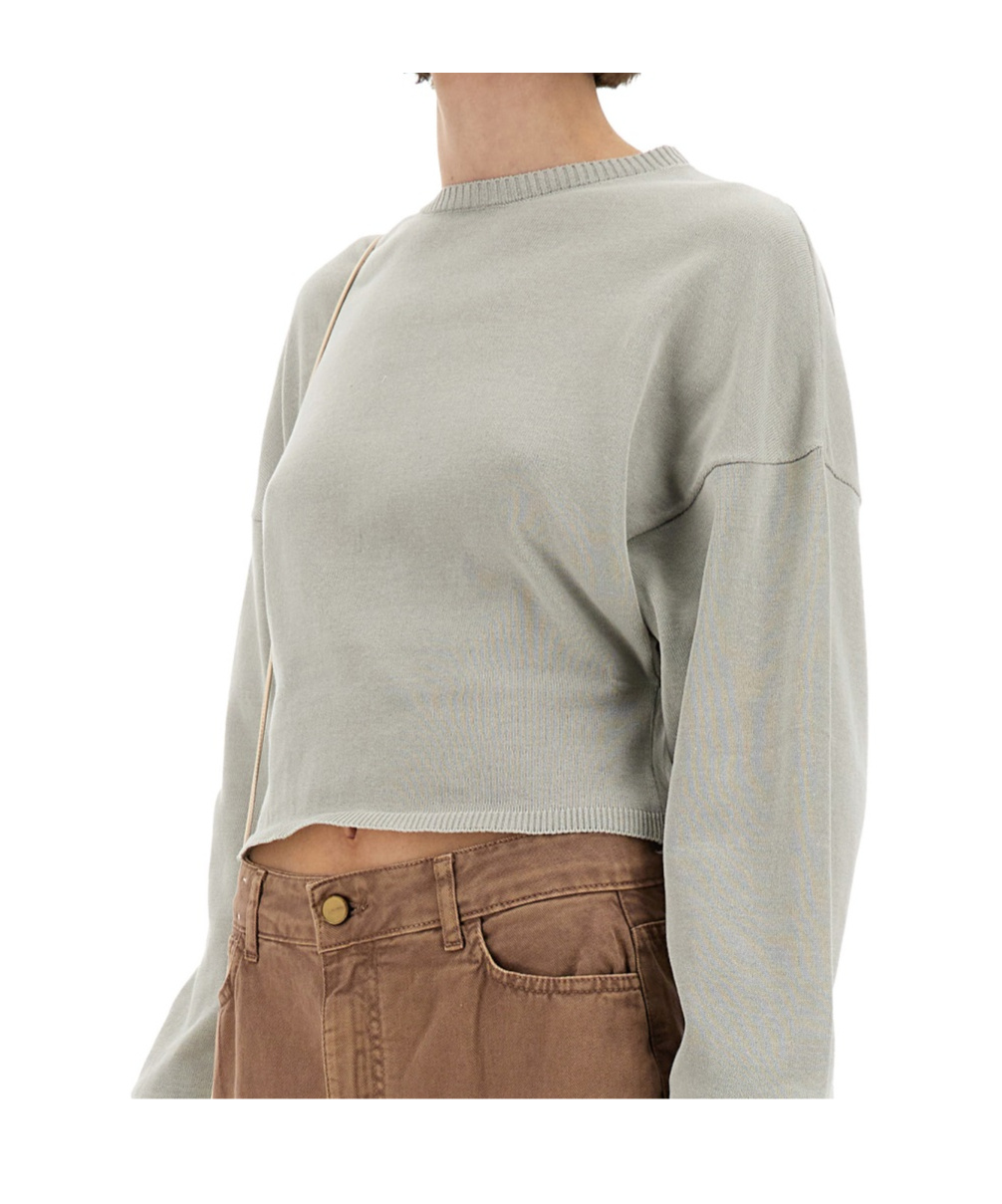 ALYSI ALYSI LONG SLEEVED CREWNECK CROPPED SWEATER