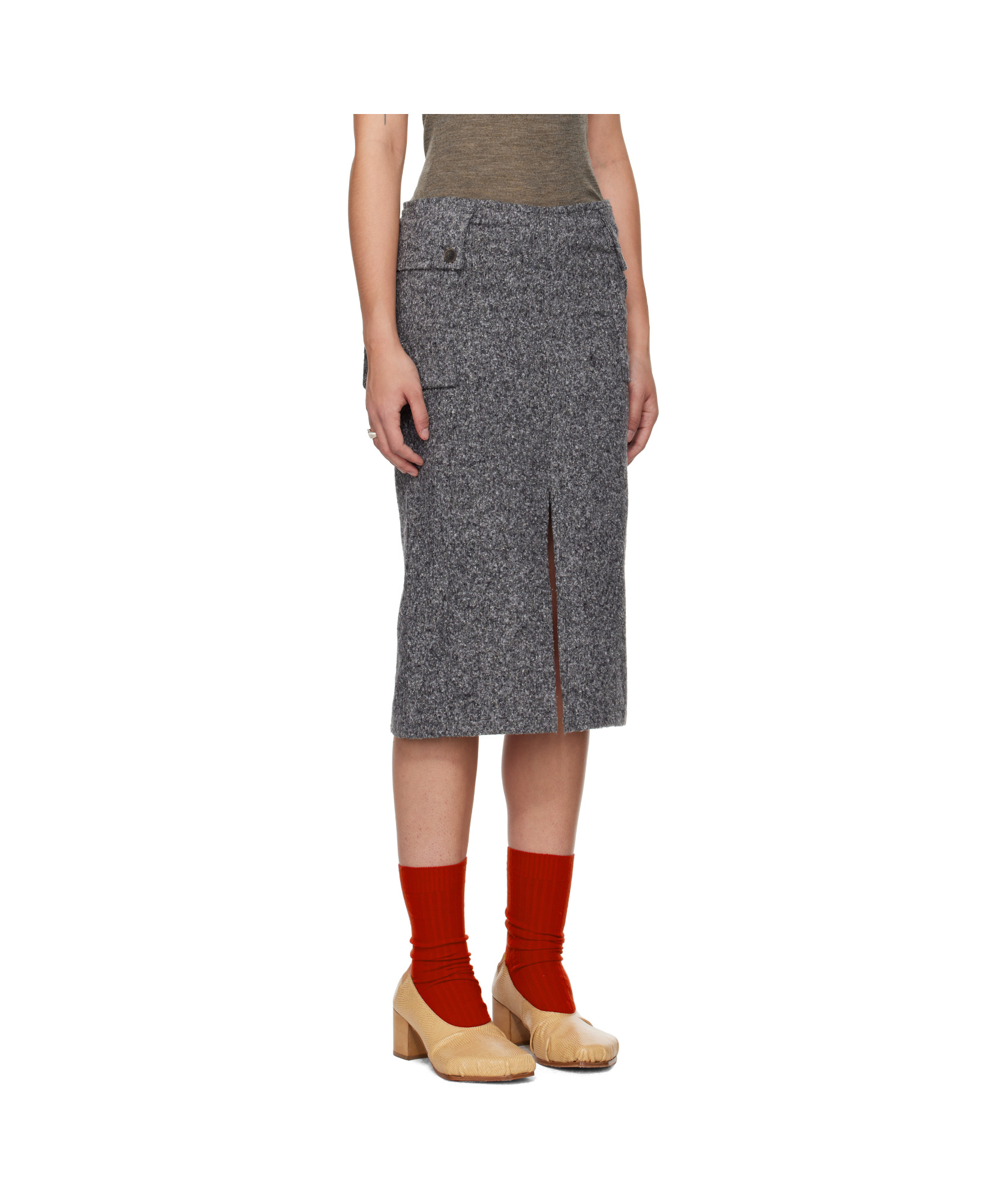 Magliano Gray Officina Midi Skirt In Gray