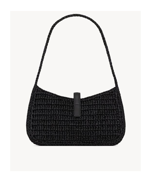 Saint Laurent Mini Le 5 À 7 In Raffia In Black