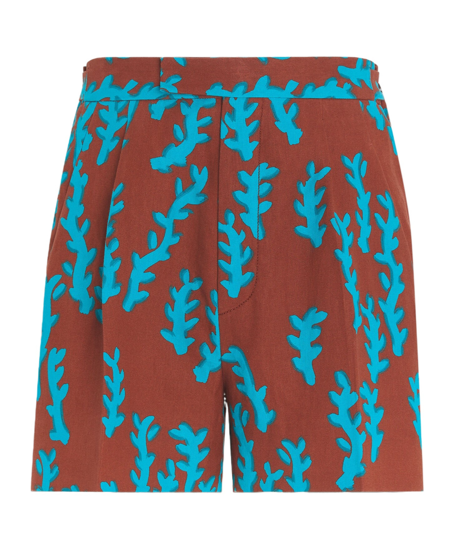Zegna Brick Red And Bright Teal Blue Oasi Lino Shorts In Brown
