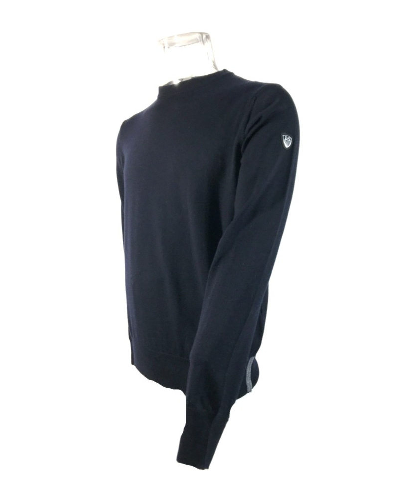 Ea7 Round-collar And Long-sleeved Sweater In Black