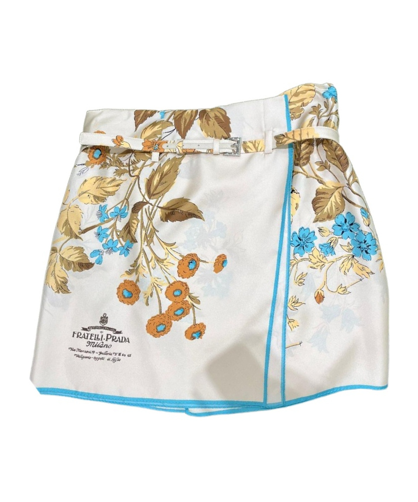 Prada Floral-print Silk Skirt In Yellow