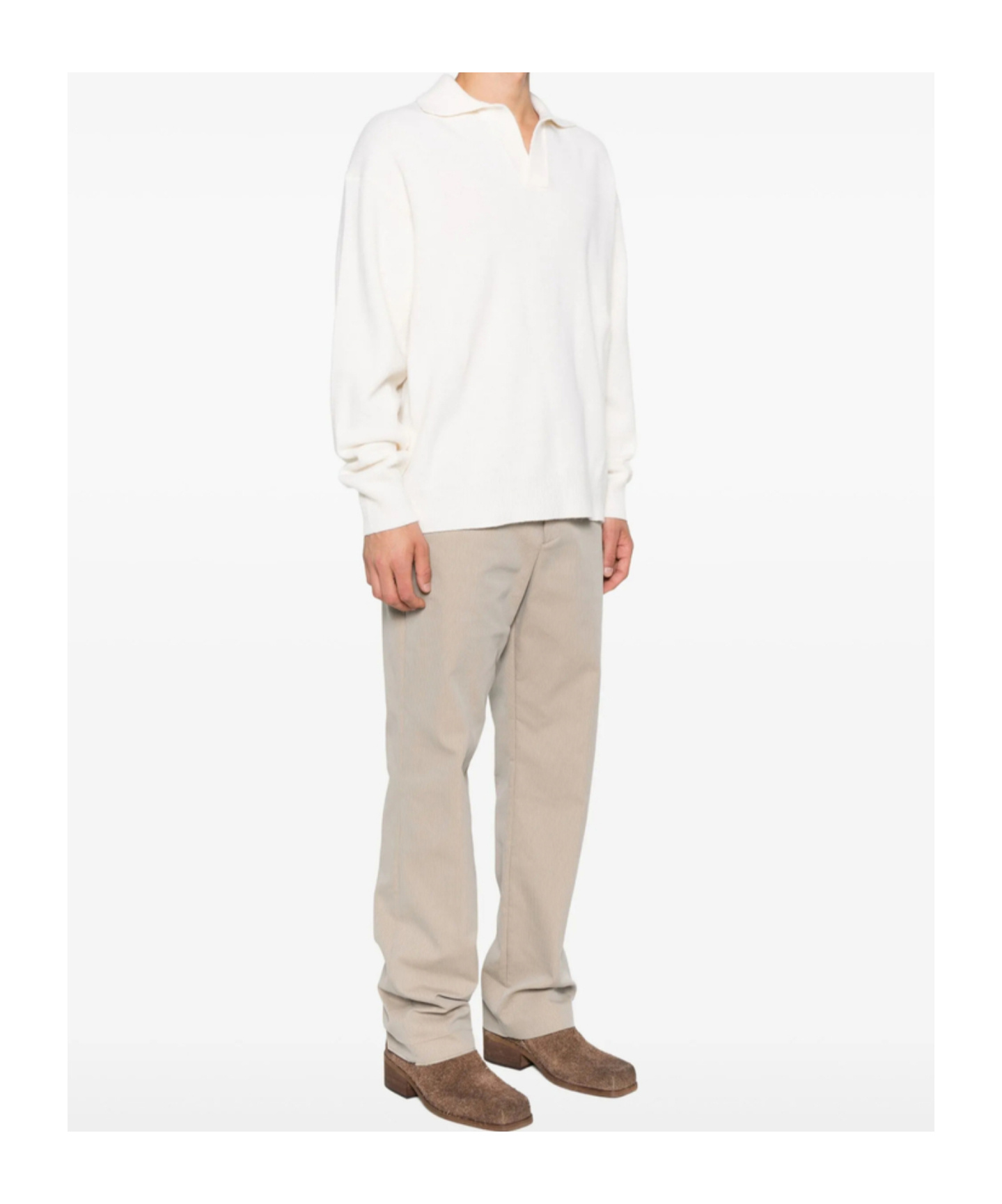 Roberto Collina Long Sleeve Ribbed Sweater In White
