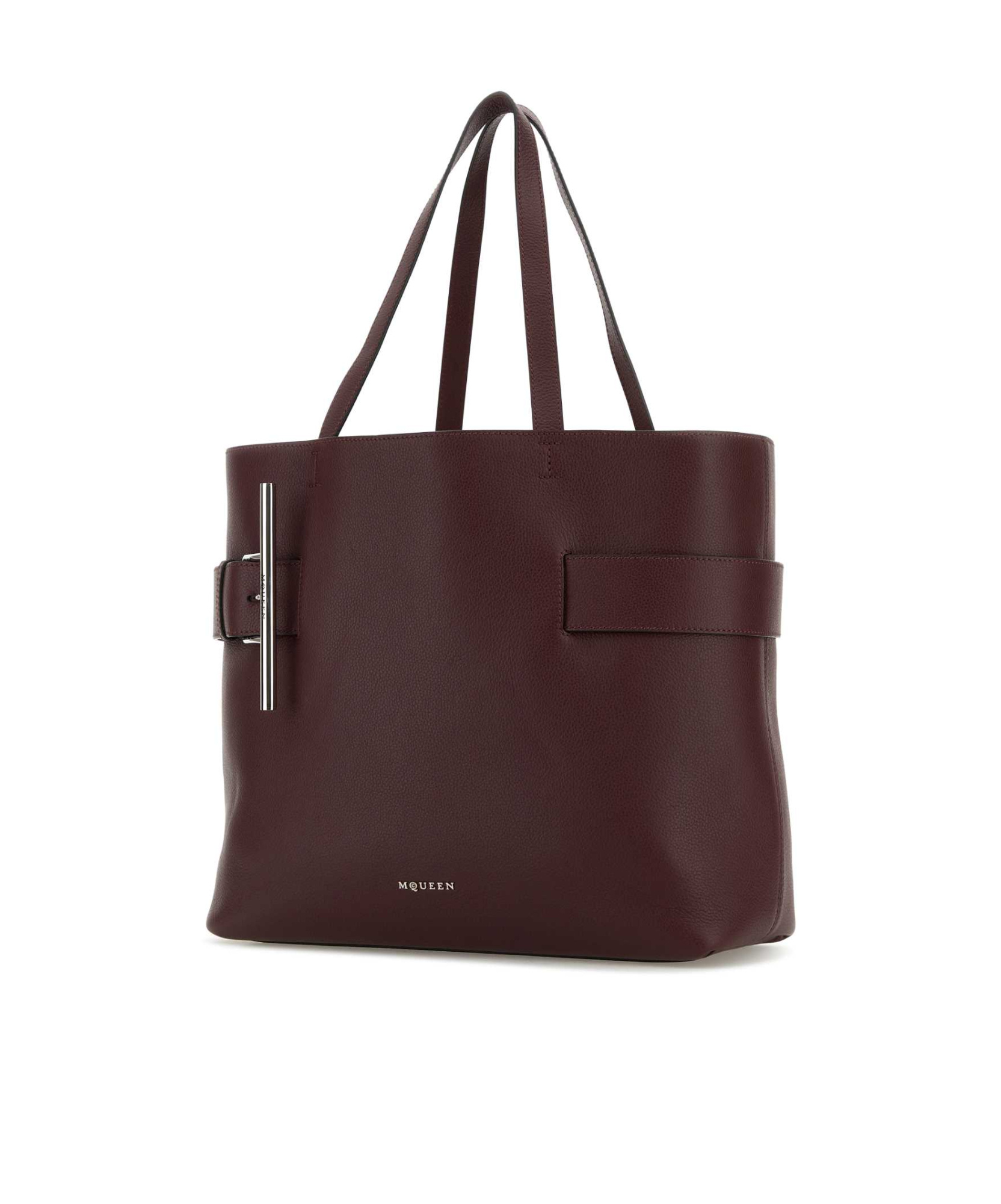 Alexander Mcqueen Tyrian Purple Leather T-bar Shopping Bag In Red