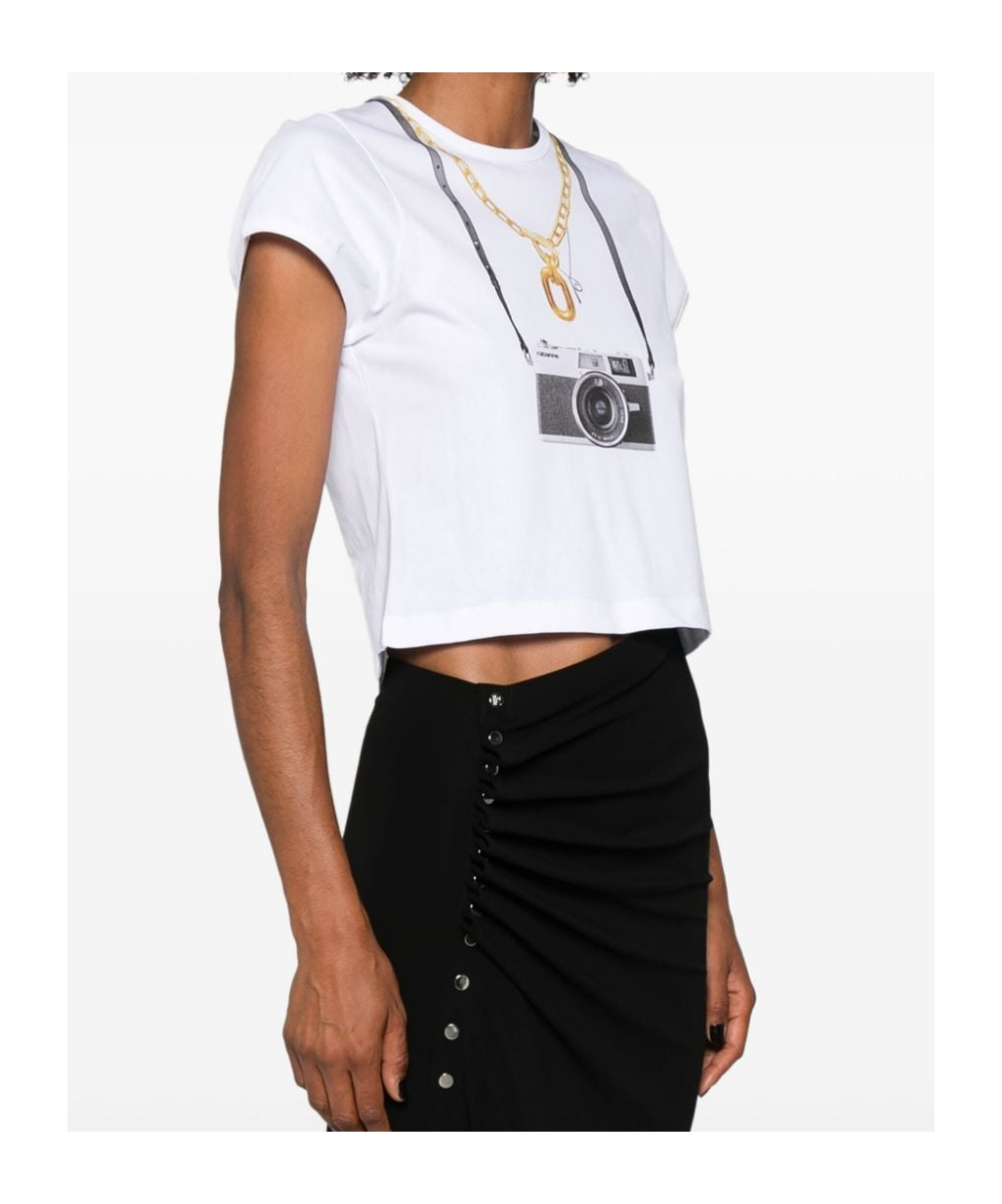 Rabanne Camera-print Cotton T-shirt In White