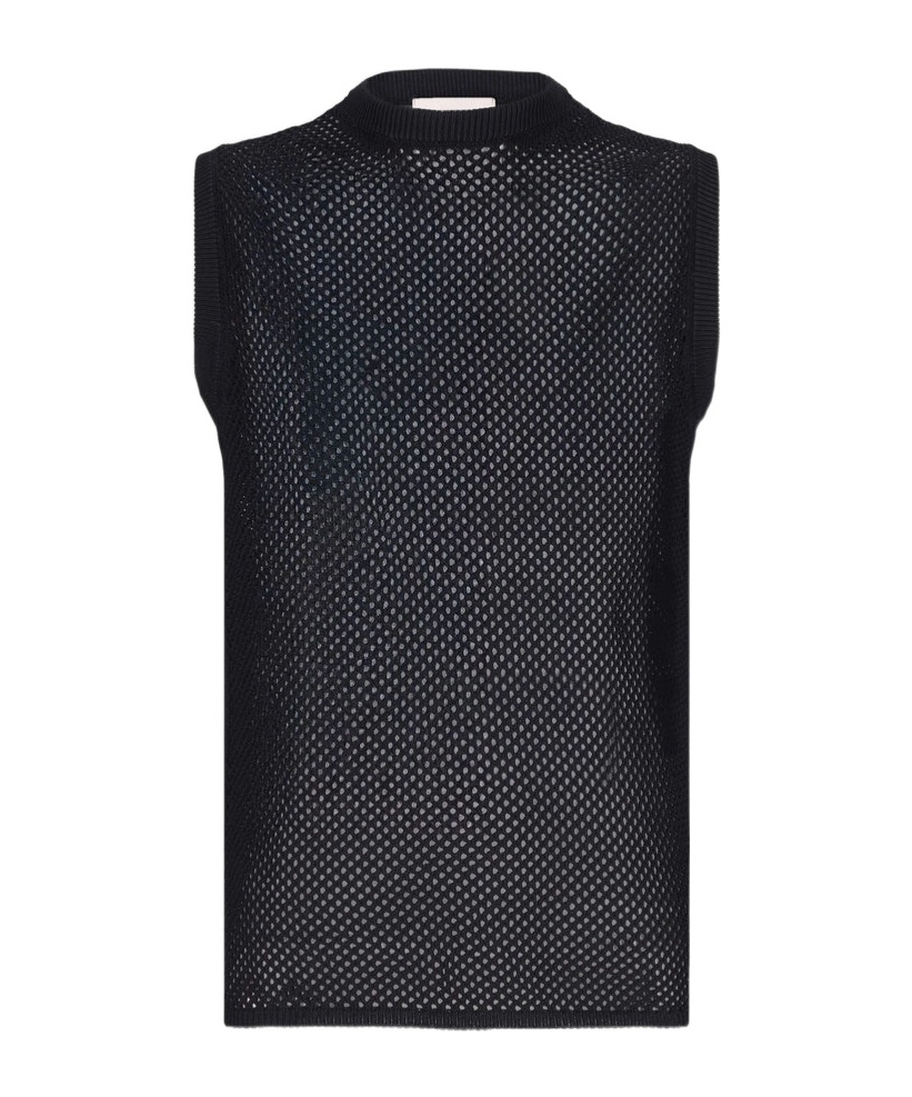 Laneus Net Knitted Tank In Black
