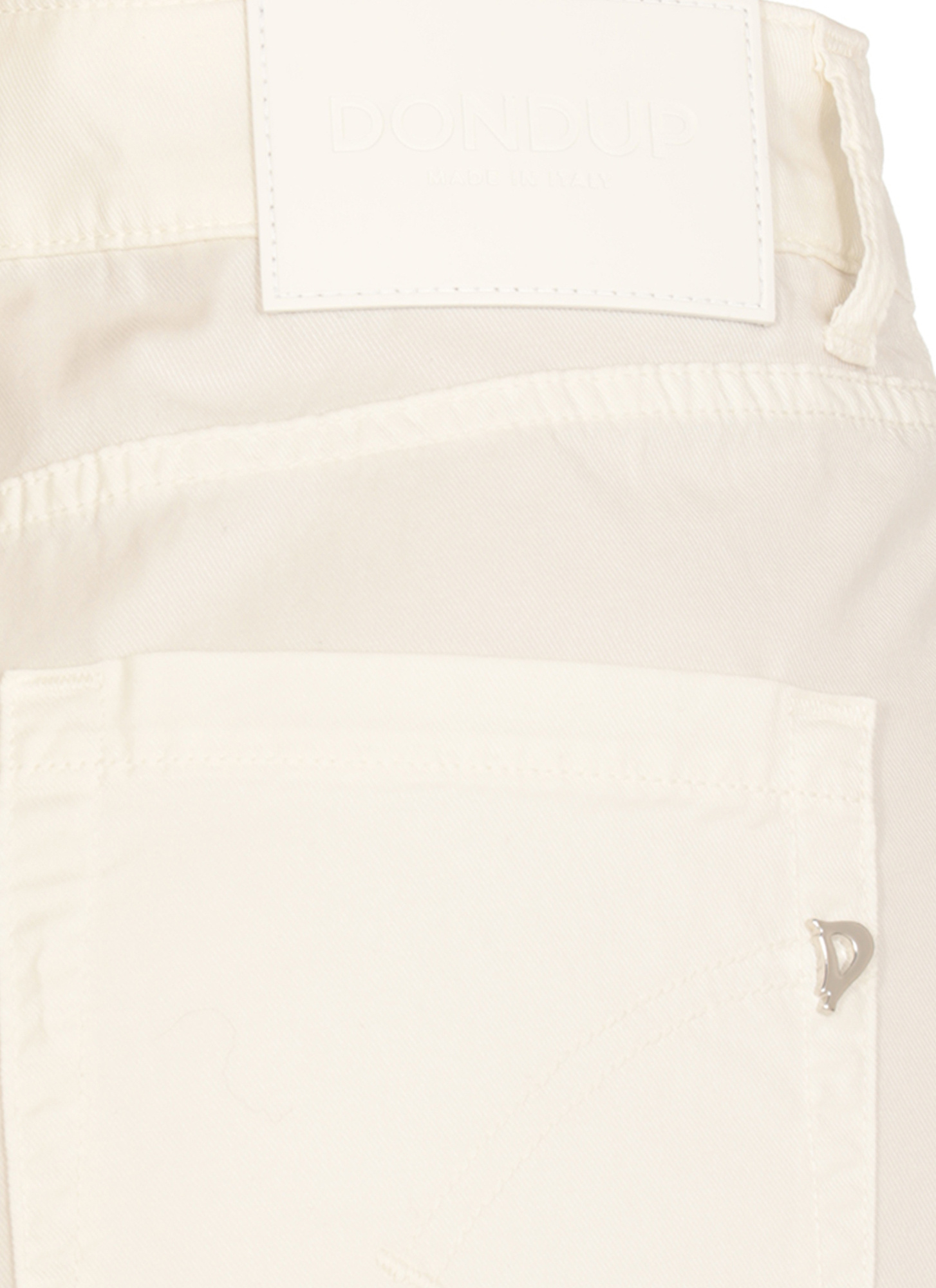 Dondup Cropped Cotton-blend Denim Jeans With Button Detailing In White
