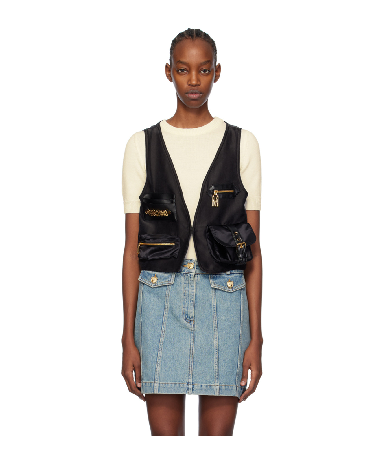 Moschino Heavy V-collar Vest In Multicolor