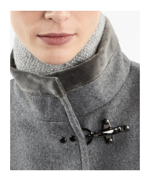 Fay Long Wool Coat With High Collar In Gray