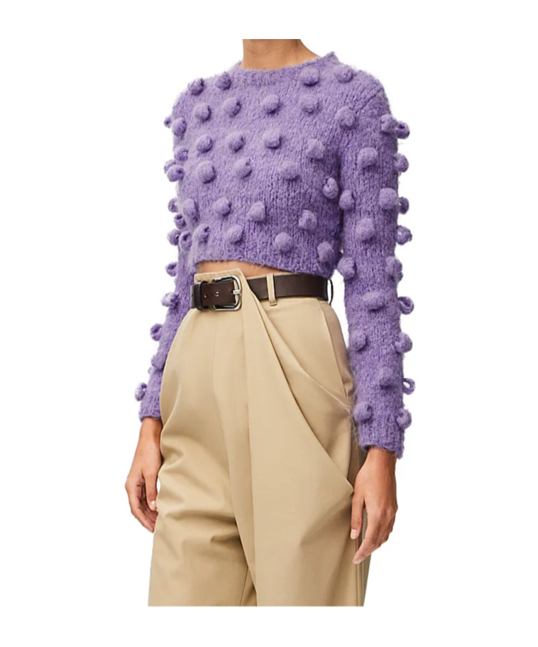 Loewe Cropped Sweater In Alpaca Blend In Purple