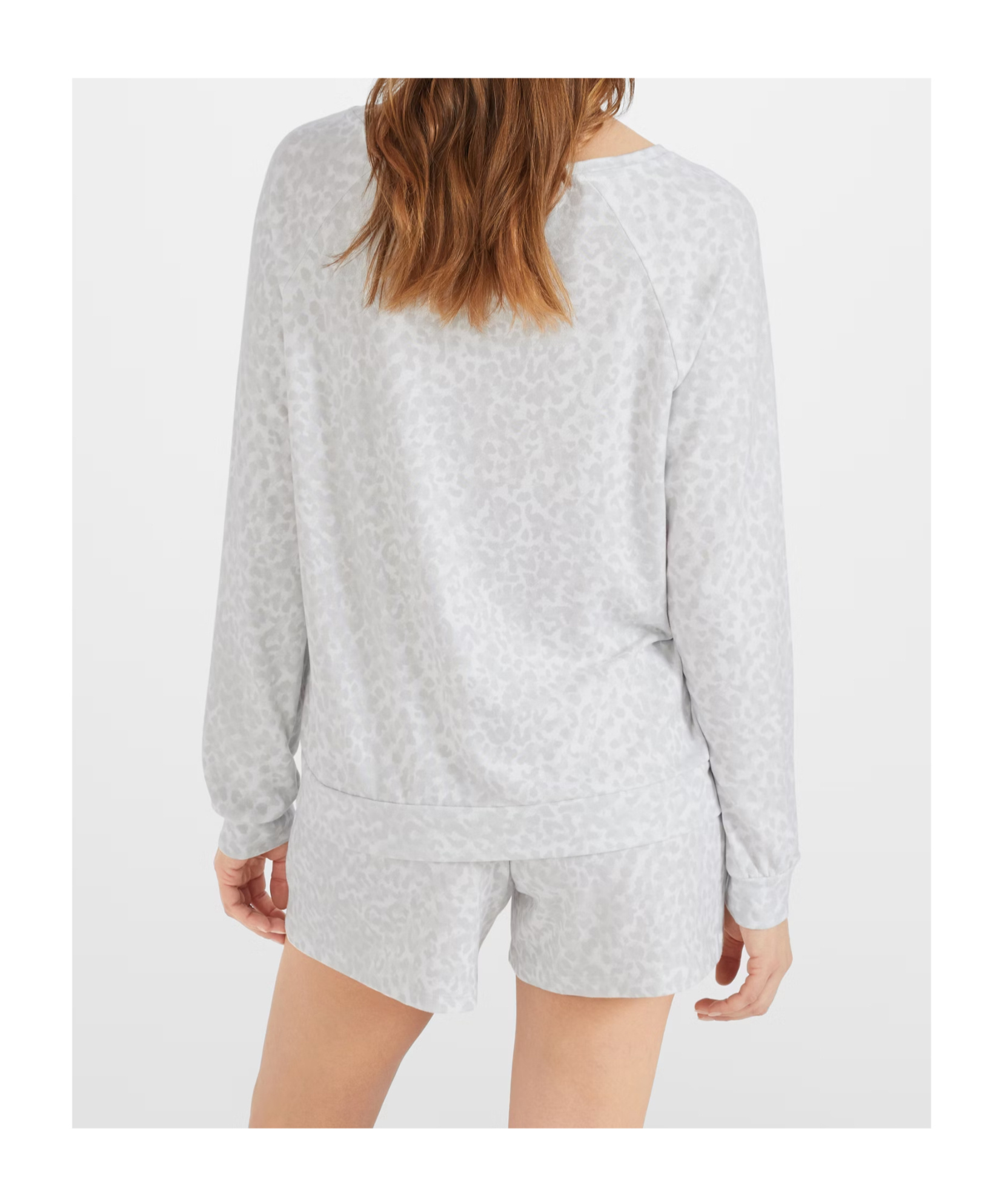 Juvia Round Neck Long Sleeve Pajamas In Gray
