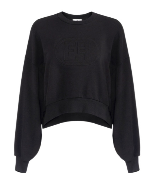 Elisabetta Franchi Maxi Logo Embossed Sweatshirt In Black