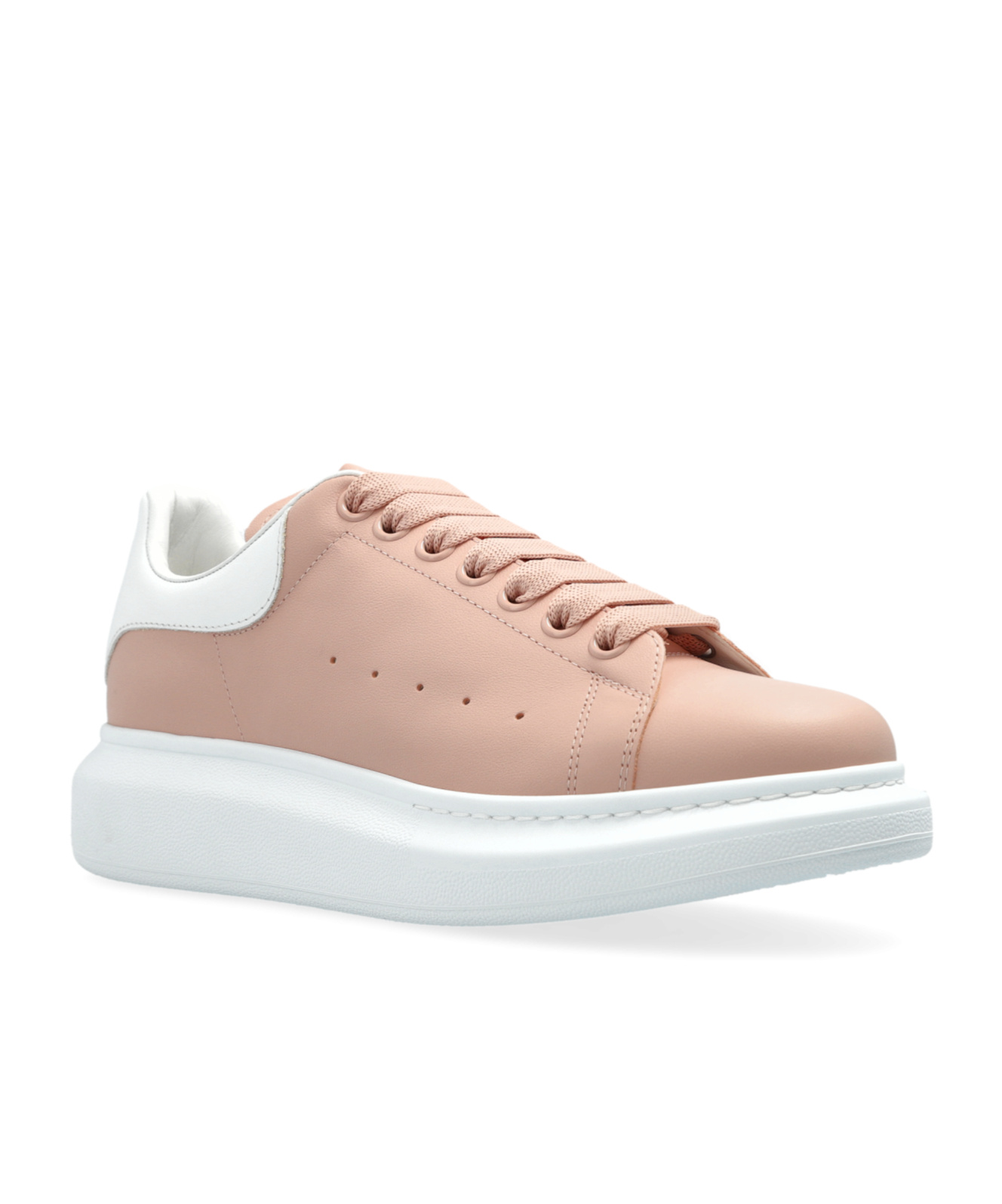 Alexander Mcqueen Pink Leather Sneakers With Light White Leather Heel In Pink