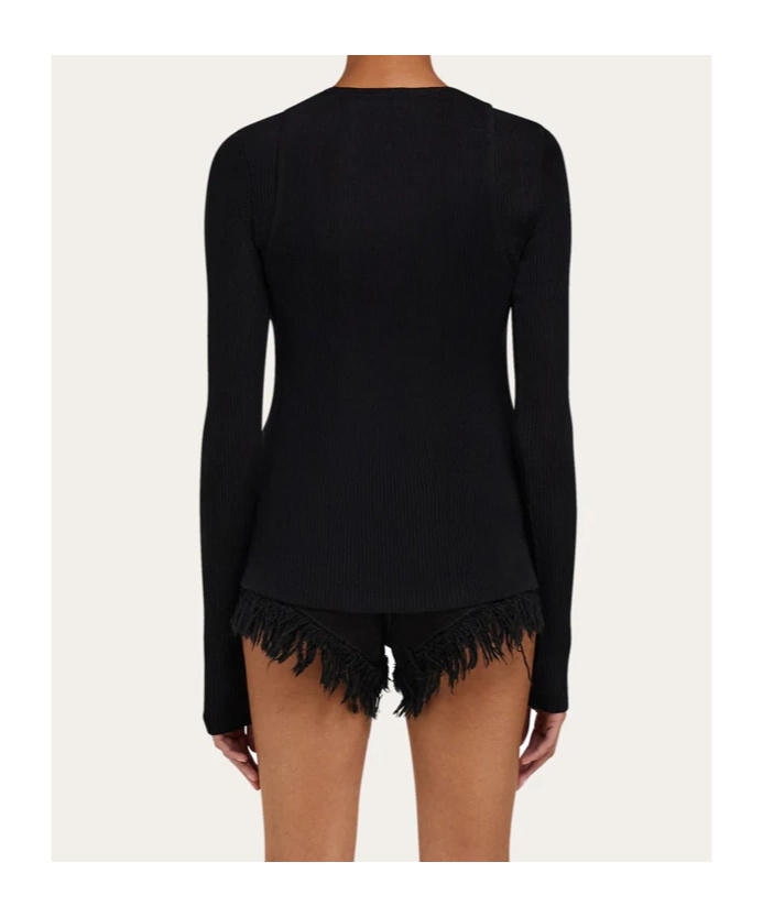 Ferragamo Top With Rippled Neckline In Black