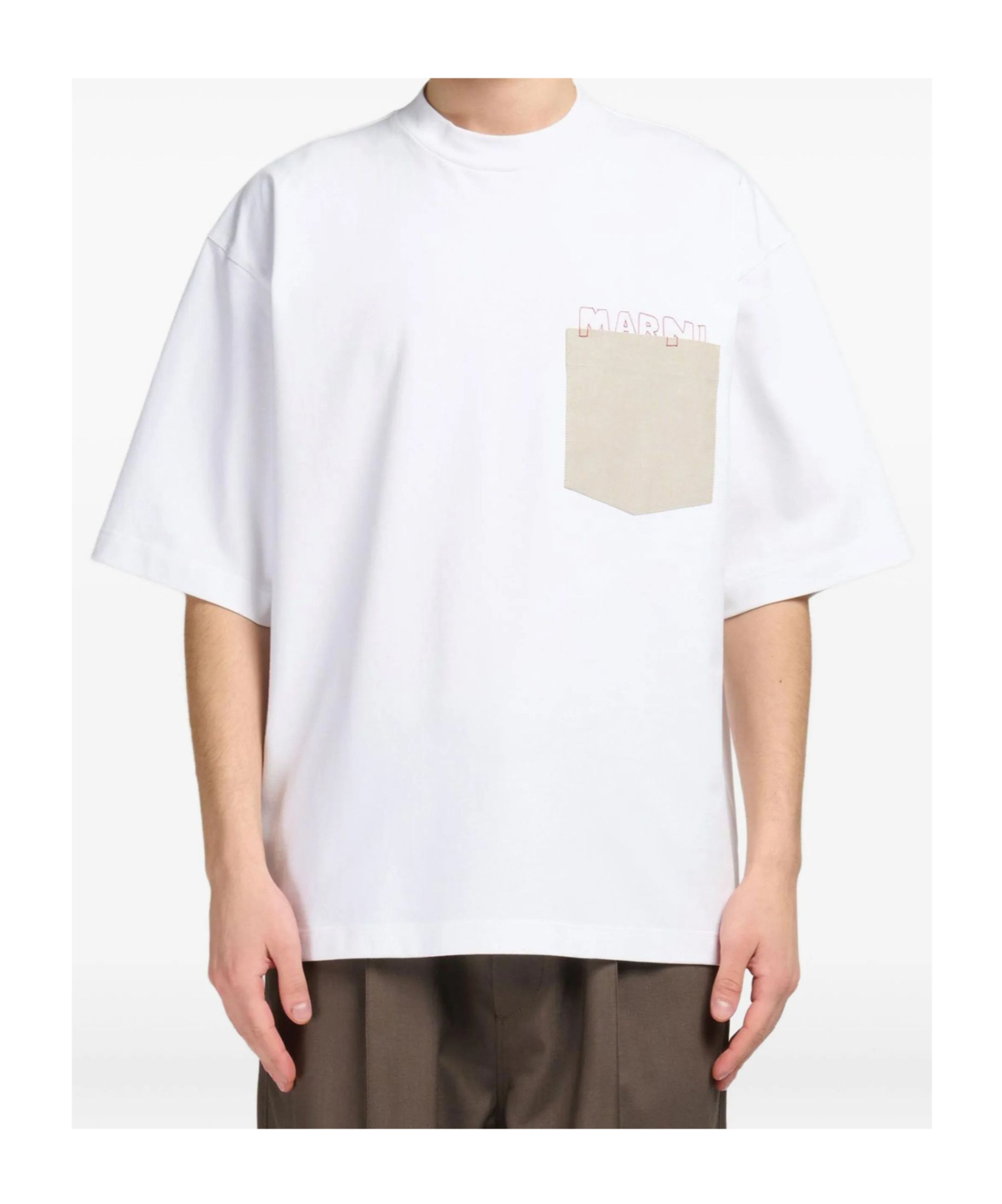 Marni Short Sleeve T-shirt Chest Pocket In White