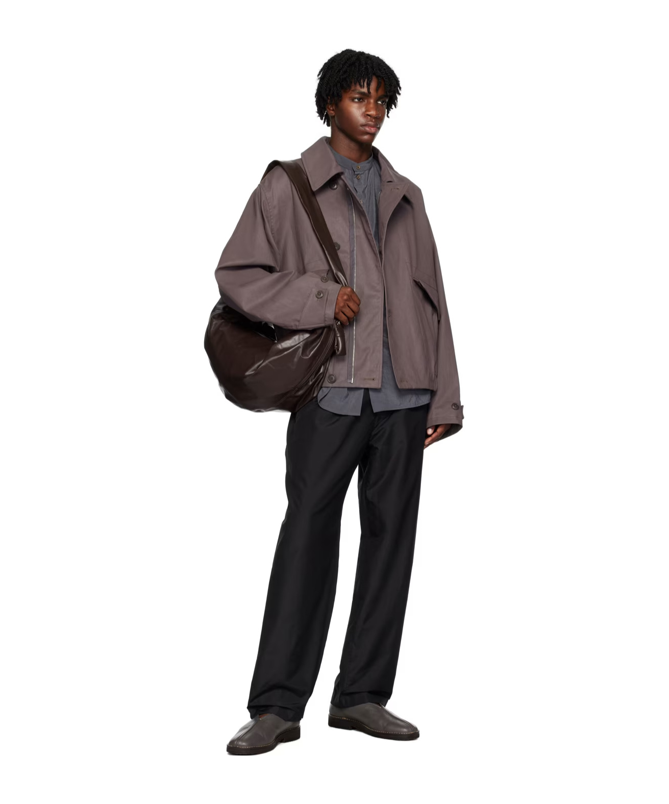 Lemaire Oversized-collar Bomber Jacket In Gray